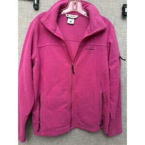 Columbia Fleece Sweatshirt Jacket Women’s Large L Pink Full Zip Up Pockets